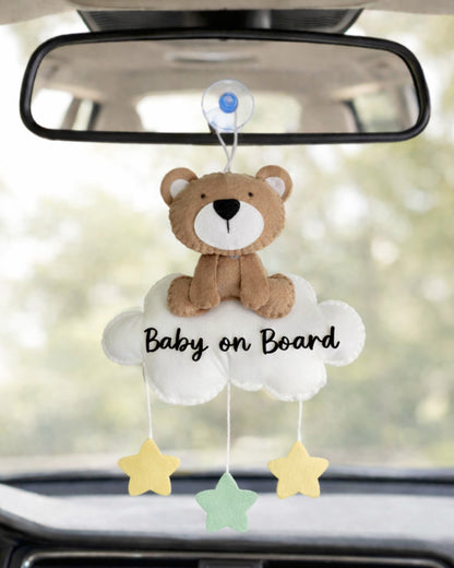 Babble Wrap Teddy’s Twilight Baby On Board-Soft Toy-Cute Hanging Suction Window Sign-Baby Safety Car Accessory
