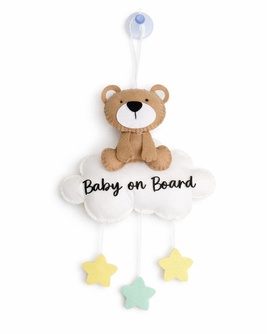 Babble Wrap Teddy’s Twilight Baby On Board-Soft Toy-Cute Hanging Suction Window Sign-Baby Safety Car Accessory