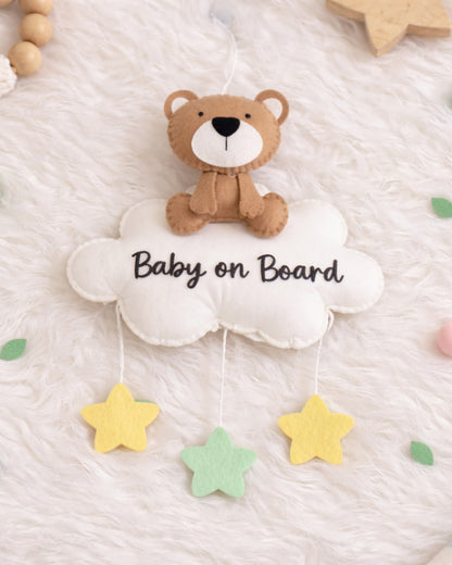 Babble Wrap Teddy’s Twilight Baby On Board-Soft Toy-Cute Hanging Suction Window Sign-Baby Safety Car Accessory