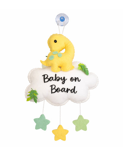 Babble Wrap Jurassic Journey Baby On Board-Soft Toy-Cute Hanging Suction Window Sign-Baby Safety Car Accessory