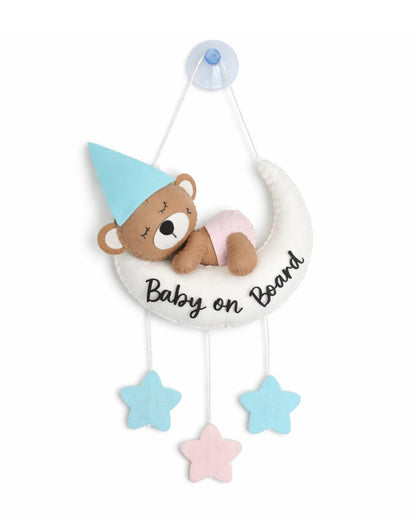 Babble Wrap Dreaming Teddy Bear Baby On Board-Soft Toy-Cute Hanging Suction Window Sign-Baby Safety Car Accessory