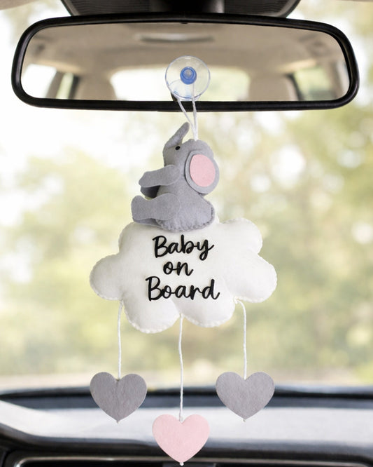 Babble Wrap Ellie on a cloud Baby On Board-Soft Toy-Cute Hanging Suction Window Sign-Baby Safety Car Accessory
