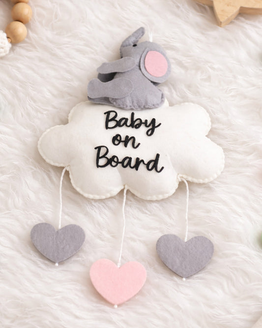 Babble Wrap Ellie on a cloud Baby On Board-Soft Toy-Cute Hanging Suction Window Sign-Baby Safety Car Accessory