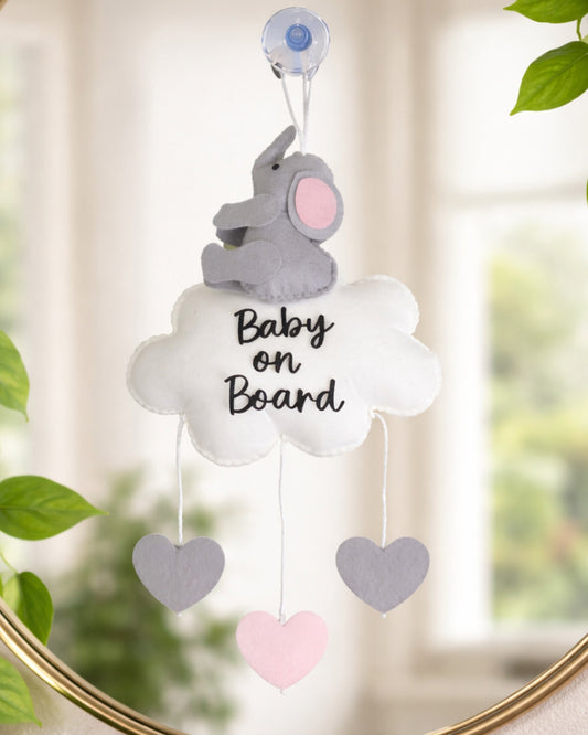 Babble Wrap Ellie on a cloud Baby On Board-Soft Toy-Cute Hanging Suction Window Sign-Baby Safety Car Accessory