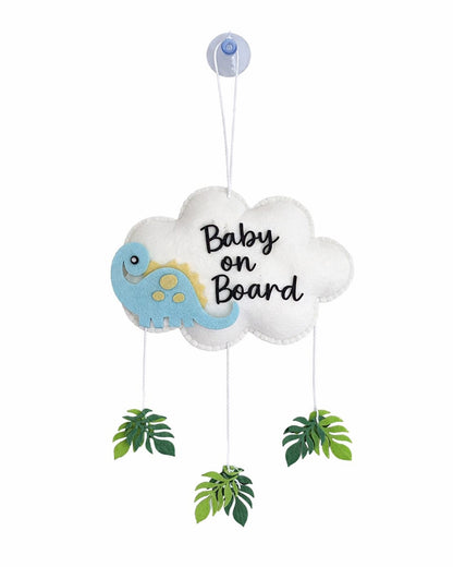 Babble Wrap Dino Doze Baby On Board-Soft Toy-Cute Hanging Suction Window Sign-Baby Safety Car Accessory