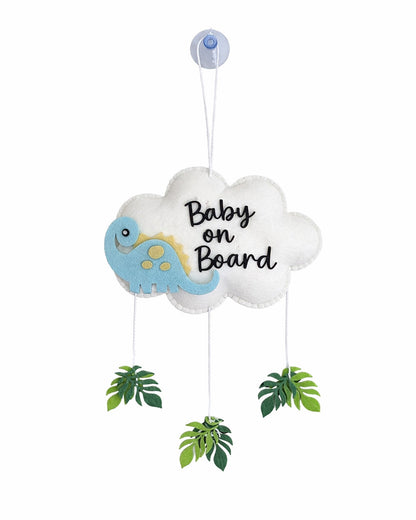 Babble Wrap Dino Doze Baby On Board-Soft Toy-Cute Hanging Suction Window Sign-Baby Safety Car Accessory