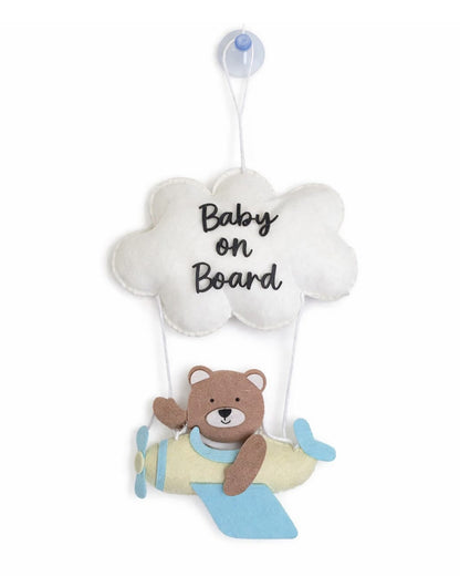 Babble Wrap Teddy's Sky Adventure Baby On Board-Soft Toy-Cute Hanging Suction Window Sign-Baby Safety Car Accessory