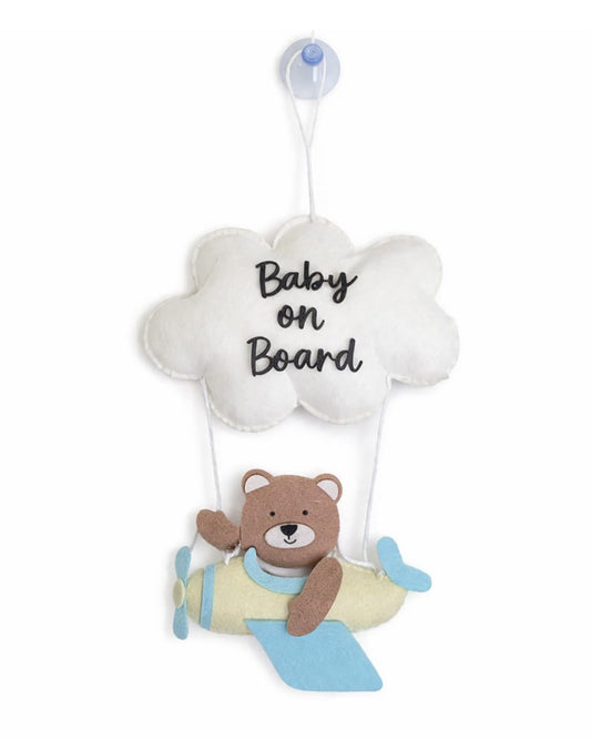 Babble Wrap Teddy's Sky Adventure Baby On Board-Soft Toy-Cute Hanging Suction Window Sign-Baby Safety Car Accessory