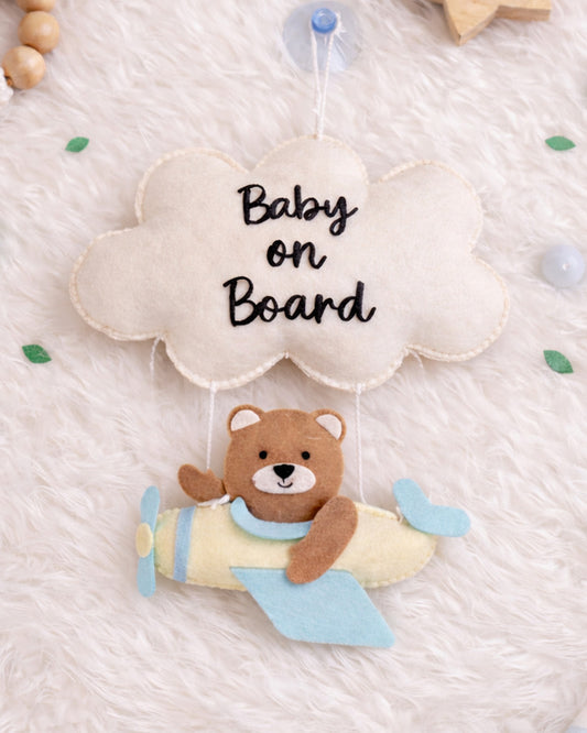 Babble Wrap Teddy's Sky Adventure Baby On Board-Soft Toy-Cute Hanging Suction Window Sign-Baby Safety Car Accessory