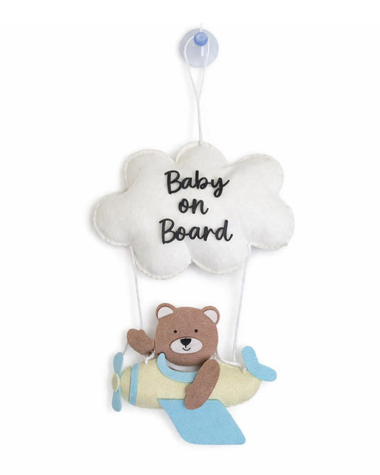 Babble Wrap Teddy's Sky Adventure Baby On Board-Soft Toy-Cute Hanging Suction Window Sign-Baby Safety Car Accessory