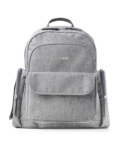 Skip Hop Luna Diaper Bag-Backpack-With Changing Pad-Wipes Pocket & Stroller Straps-Heather Grey