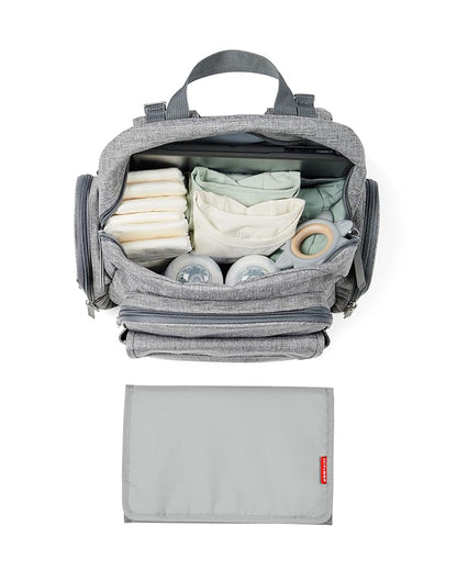 Skip Hop Luna Diaper Bag-Backpack-With Changing Pad-Wipes Pocket & Stroller Straps-Heather Grey