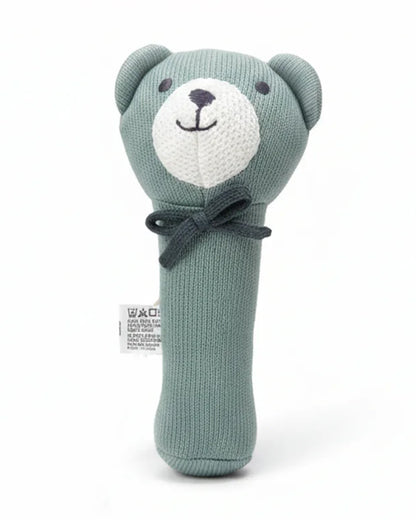 Pluchi Bear Cotton Knitted Plush Rattle Toy-Improves Hand-Eye Coordination-Perfect Companion for Bedtime-For Infants