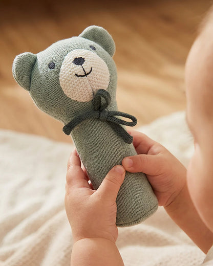 Pluchi Bear Cotton Knitted Plush Rattle Toy-Improves Hand-Eye Coordination-Perfect Companion for Bedtime-For Infants