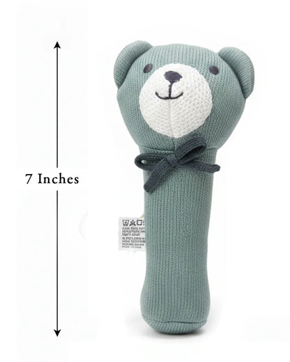 Pluchi Bear Cotton Knitted Plush Rattle Toy-Improves Hand-Eye Coordination-Perfect Companion for Bedtime-For Infants