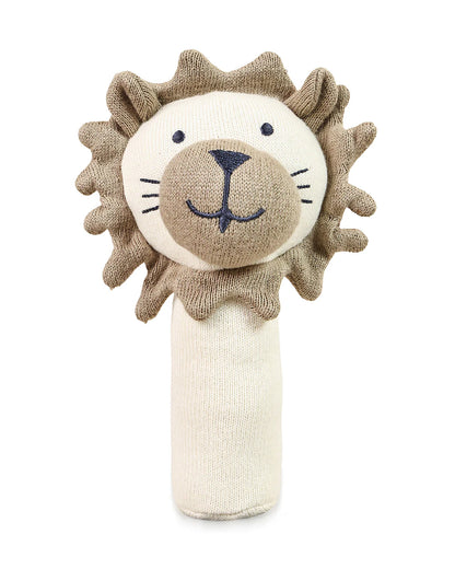Pluchi Lion Cotton Knitted Plush Rattle Toy-Improves Hand-Eye Coordination-Perfect Companion for Bedtime-For Infants