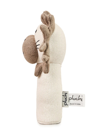 Pluchi Lion Cotton Knitted Plush Rattle Toy-Improves Hand-Eye Coordination-Perfect Companion for Bedtime-For Infants