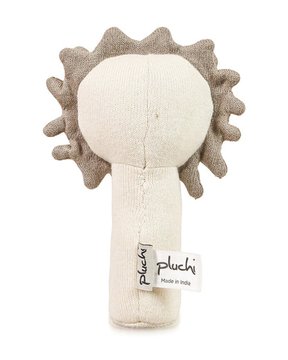 Pluchi Lion Cotton Knitted Plush Rattle Toy-Improves Hand-Eye Coordination-Perfect Companion for Bedtime-For Infants