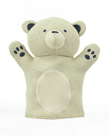 Pluchi Polar Bear Hand Puppet Cotton Knitted Soft Toy-Super Soft & Washable-For Infants