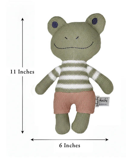 Pluchi Toady Tot Cotton Knitted Soft Toy-Super Soft & Washable-For Infants