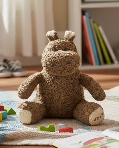 Pluchi Smoothie The Hippo Cotton Knitted Soft Toy-Super Soft & Washable-For Infants