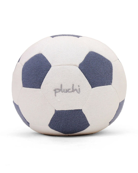 Pluchi Large Cuddle Kick Football Cotton Knitted Soft Toy-Develop Motor Skills-Easy to Wash-Dark Grey-For Infants