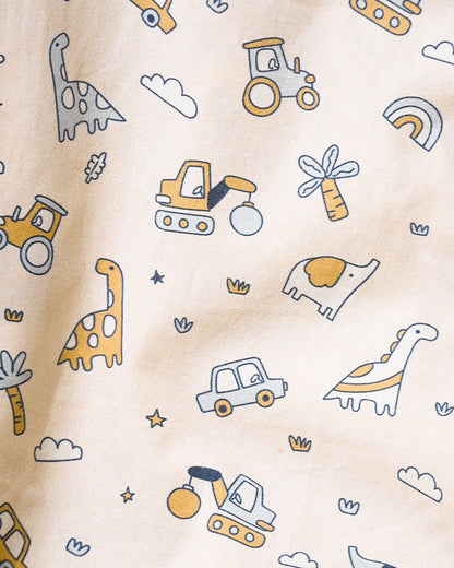 Twingle 100% Organic Cotton Nightsuit-Lightweight & Breathable-Soft Elasticated Waistband-Peach-Farm Life-For Infants