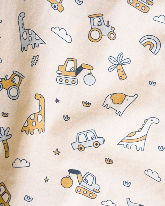 Twingle 100% Organic Cotton Nightsuit-Lightweight & Breathable-Soft Elasticated Waistband-Peach-Farm Life-For Infants