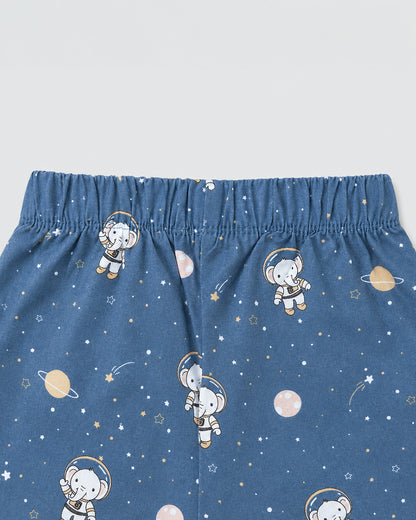 Twingle 100% Organic Cotton Nightsuit-Lightweight & Breathable-Soft Elasticated Waistband-Navy Blue-Astro Elle-For Infants