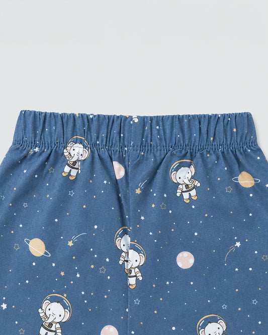 Twingle 100% Organic Cotton Nightsuit-Lightweight & Breathable-Soft Elasticated Waistband-Navy Blue-Astro Elle-For Infants