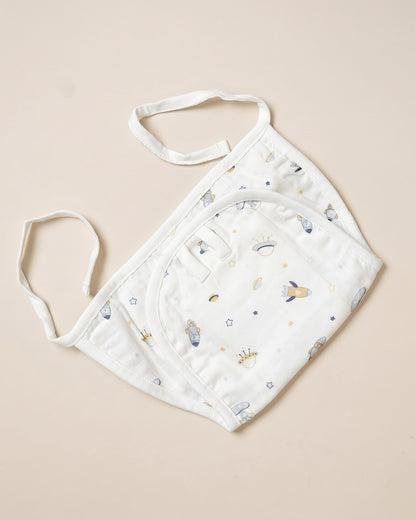 Twingle 100% Organic Muslin String Nappy-Soft Absorbent Terry Layer-Mess Free Design-Helps Control 1-2 Leaks-Double Loop for 2 Size Adjustment-Aerospace & Dino Print-Pack of 2