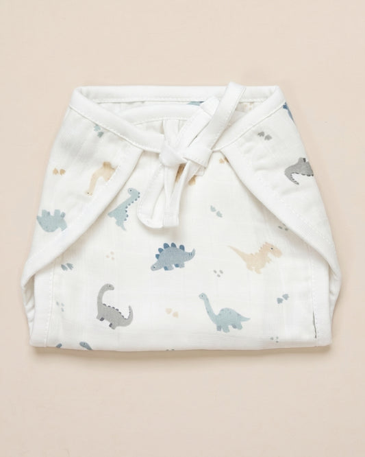 Twingle 100% Organic Muslin String Nappy-Soft Absorbent Terry Layer-Mess Free Design-Helps Control 1-2 Leaks-Double Loop for 2 Size Adjustment-Aerospace & Dino Print-Pack of 2