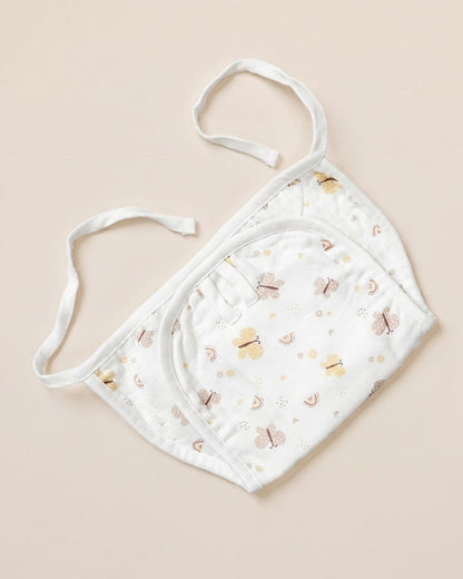 Twingle 100% Organic Muslin String Nappy-Soft Absorbent Terry Layer-Mess Free Design-Helps Control 1-2 Leaks-Double Loop for 2 Size Adjustment-Lavender & Butterfly Print-Pack of 2