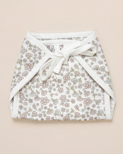 Twingle 100% Organic Muslin String Nappy-Soft Absorbent Terry Layer-Mess Free Design-Helps Control 1-2 Leaks-Double Loop for 2 Size Adjustment-Lavender & Butterfly Print-Pack of 2