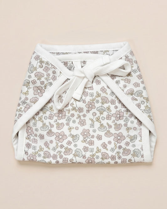 Twingle 100% Organic Muslin String Nappy-Soft Absorbent Terry Layer-Mess Free Design-Helps Control 1-2 Leaks-Double Loop for 2 Size Adjustment-Lavender & Butterfly Print-Pack of 2