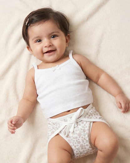 Twingle 100% Organic Muslin String Nappy-Soft Absorbent Terry Layer-Mess Free Design-Helps Control 1-2 Leaks-Double Loop for 2 Size Adjustment-Lavender & Butterfly Print-Pack of 2