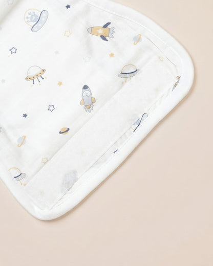 Twingle 100% Organic Muslin Velcro Nappy-Soft Absorbent Terry Layer-Mess Free Design-Helps Control 1-2 Leaks-Adjustable Velcro Fit-Aerospace & Dino Print-Pack of 2