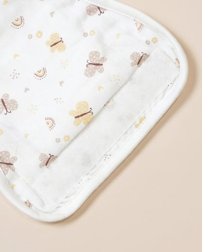 Twingle 100% Organic Muslin Velcro Nappy-Soft Absorbent Terry Layer-Mess Free Design-Helps Control 1-2 Leaks-Adjustable Velcro Fit-Lavender & Butterfly Print-Pack of 2