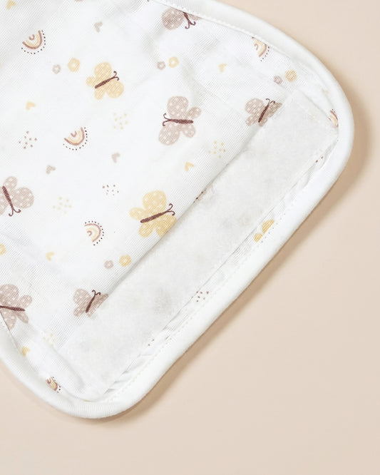 Twingle 100% Organic Muslin Velcro Nappy-Soft Absorbent Terry Layer-Mess Free Design-Helps Control 1-2 Leaks-Adjustable Velcro Fit-Lavender & Butterfly Print-Pack of 2