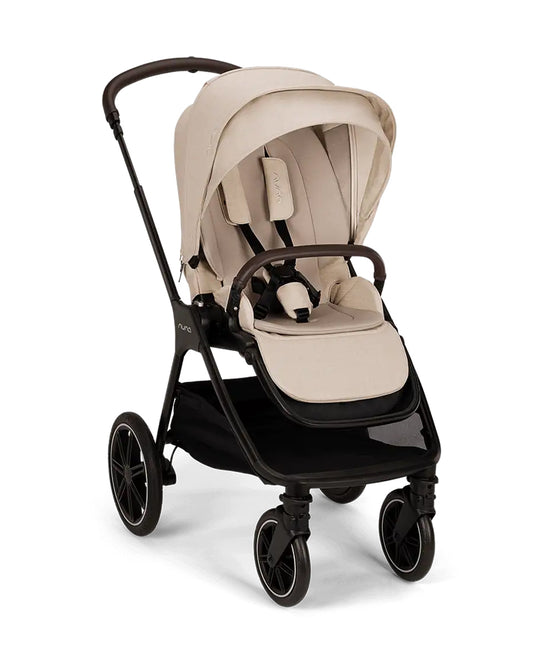 Nuna TRIV LX Baby Stroller-With Cup Holder-2025 Edition-All Terrain Big Rear Wheels-Reversible & Near Flat Reclining Seat-One Hand Fold-2 Years Warranty-For 0 to 4 Years (Upto 22 Kg)-Biscotti