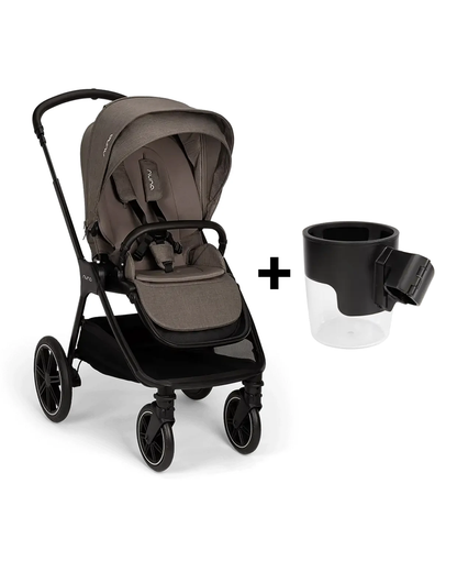 Nuna TRIV LX Baby Stroller-With Cup Holder-2025 Edition-All Terrain Big Rear Wheels-Reversible & Near Flat Reclining Seat-One Hand Fold-2 Years Warranty-For 0 to 4 Years (Upto 22 Kg)-Thunder