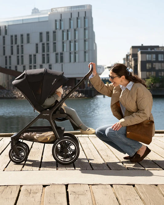 Nuna TRIV LX Baby Stroller-With Cup Holder-2025 Edition-All Terrain Big Rear Wheels-Reversible & Near Flat Reclining Seat-One Hand Fold-2 Years Warranty-For 0 to 4 Years (Upto 22 Kg)-Biscotti