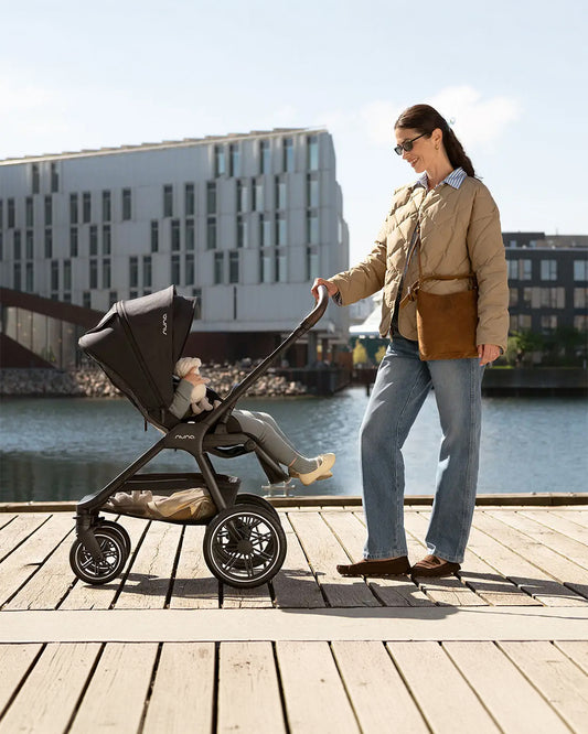 Nuna TRIV LX Baby Stroller-With Cup Holder-2025 Edition-All Terrain Big Rear Wheels-Reversible & Near Flat Reclining Seat-One Hand Fold-2 Years Warranty-For 0 to 4 Years (Upto 22 Kg)-Biscotti