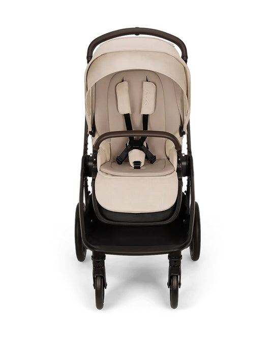 Nuna TRIV LX Baby Stroller-With Cup Holder-2025 Edition-All Terrain Big Rear Wheels-Reversible & Near Flat Reclining Seat-One Hand Fold-2 Years Warranty-For 0 to 4 Years (Upto 22 Kg)-Biscotti