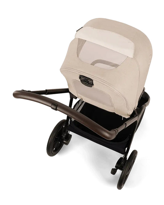 Nuna TRIV LX Baby Stroller-With Cup Holder-2025 Edition-All Terrain Big Rear Wheels-Reversible & Near Flat Reclining Seat-One Hand Fold-2 Years Warranty-For 0 to 4 Years (Upto 22 Kg)-Biscotti