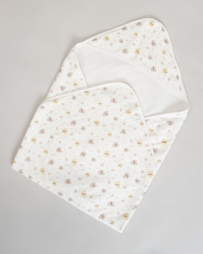 Twingle 100% Organic Muslin Baby Hooded Towel-Prevent Post Bath Chills-Ideal Coverage for Babies-Absorbs Moisture Quickly without Harsh Rubbing-Softens with Every Wash-Butterfly-White-For Infants