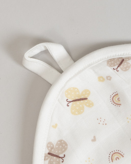 Twingle 100% Organic Muslin Baby Hooded Towel-Prevent Post Bath Chills-Ideal Coverage for Babies-Absorbs Moisture Quickly without Harsh Rubbing-Softens with Every Wash-Butterfly-White-For Infants