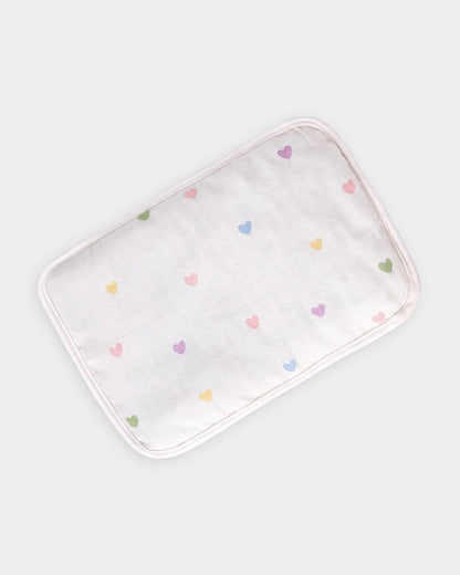 Mi Arcus Heart Mustard Seeds Pillow-White-100% Cotton-For Infants