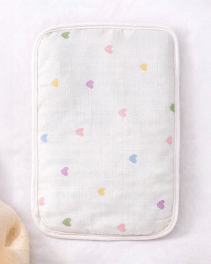 Mi Arcus Heart Mustard Seeds Pillow-White-100% Cotton-For Infants