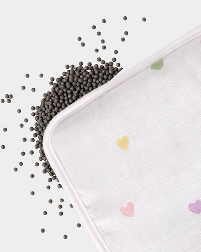 Mi Arcus Heart Mustard Seeds Pillow-White-100% Cotton-For Infants